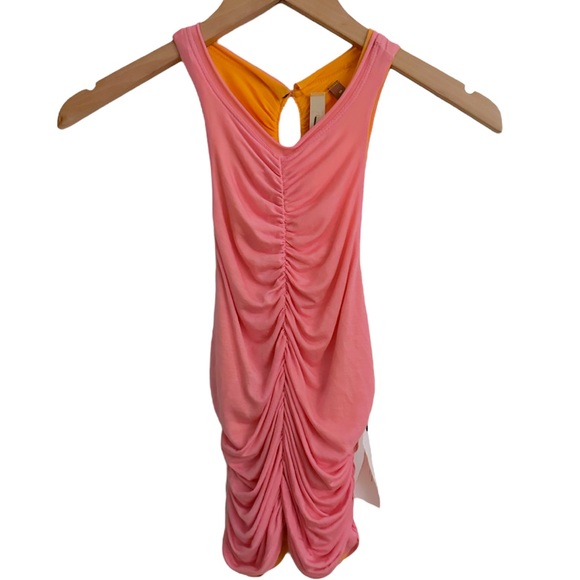 PILCRO for Anthropologie Reversible Ruched Sleeveless Top in Pink and Orange - Picture 5 of 10
